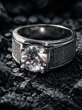 Unisex Solitaire Ring With Pave Sides Size
8 NEW!